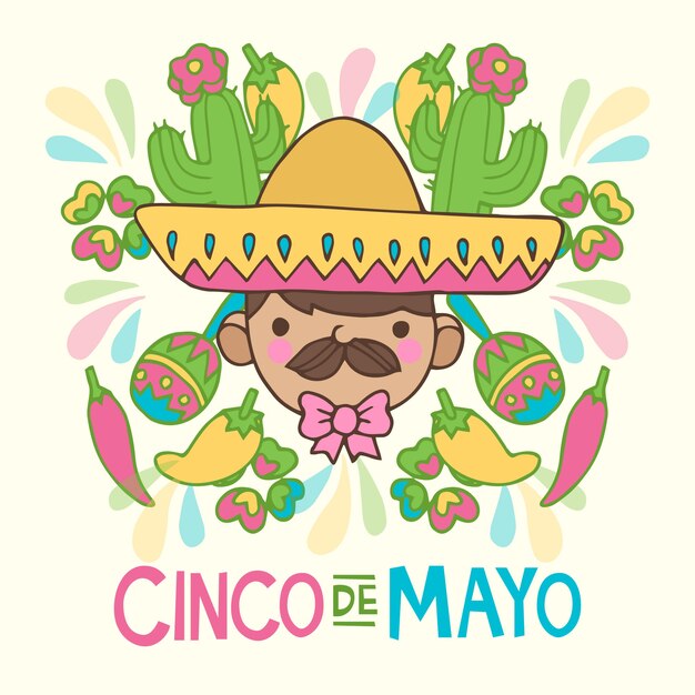 Hand gezeichnetes cinco de mayo-konzept