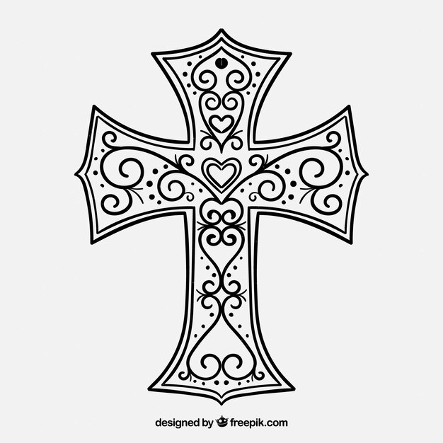 Hand gezeichnetes dekoratives Kreuz