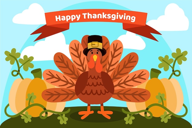 Hand gezeichnetes design des thanksgiving-hintergrunds