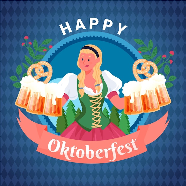 Kostenloser Vektor hand gezeichnetes design oktoberfest