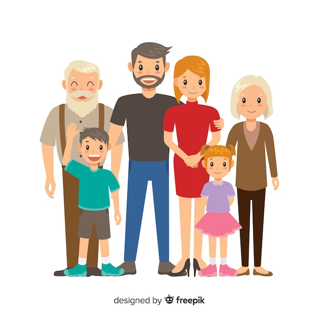 Kostenloser Vektor hand gezeichnetes familienportrait