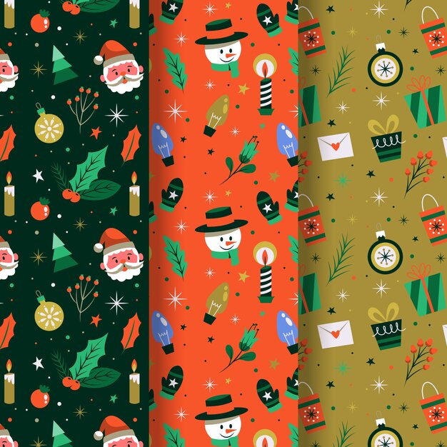 Hand gezeichnetes flaches Weihnachtsmusterdesign
