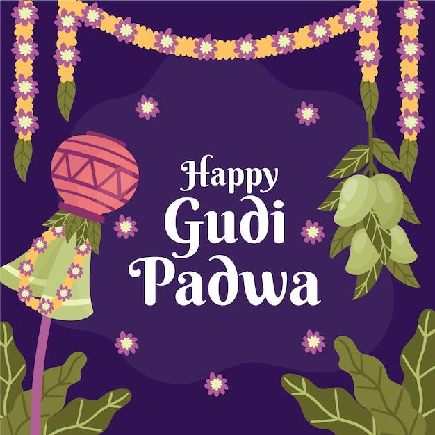 Hand gezeichnetes gudi padwa konzept