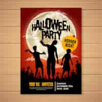 Kostenloser Vektor hand gezeichnetes halloween-partyplakat