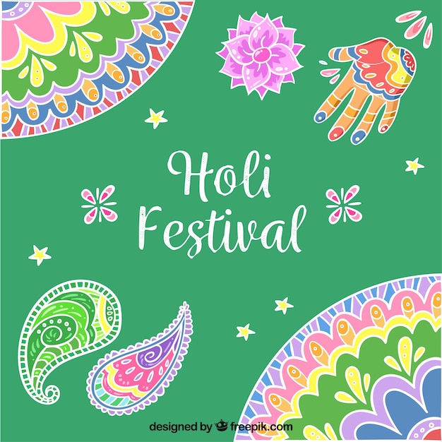 Hand gezeichnetes hintergrund holi festival