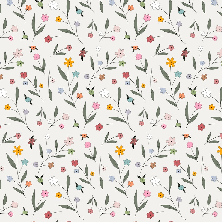 Kostenlose Vektor hand gezeichnetes kleines blumenmusterdesign