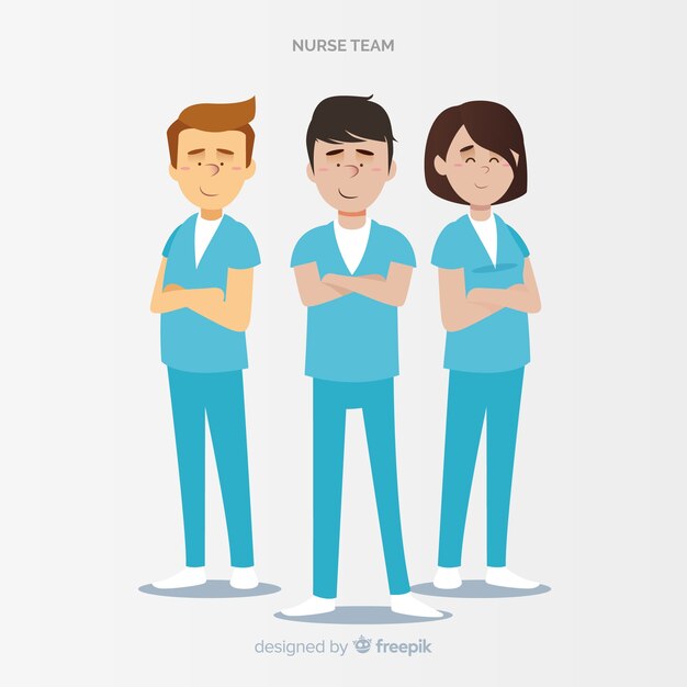 Hand gezeichnetes Krankenschwesterteam