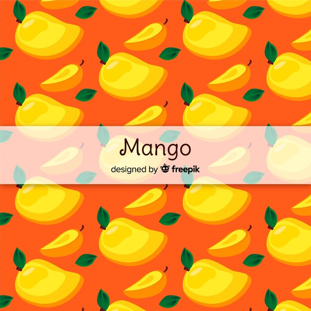 Hand gezeichnetes Mango- und Blattmuster