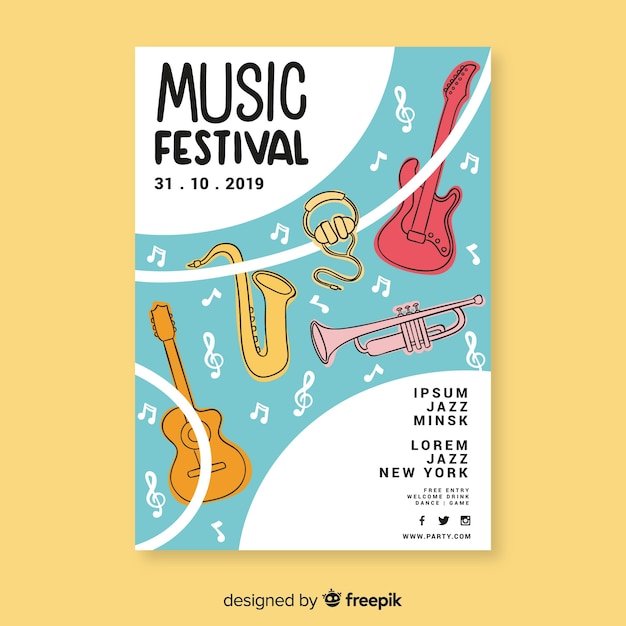 Hand gezeichnetes musikfestivalplakat