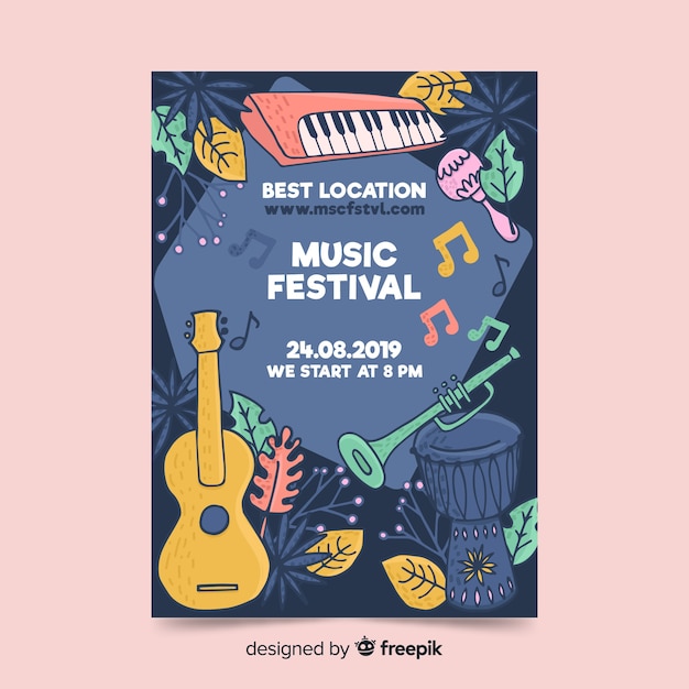 Hand gezeichnetes musikfestivalplakat