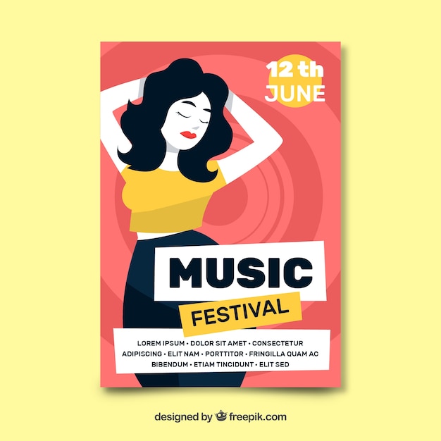 Kostenloser Vektor hand gezeichnetes musikfestivalplakat