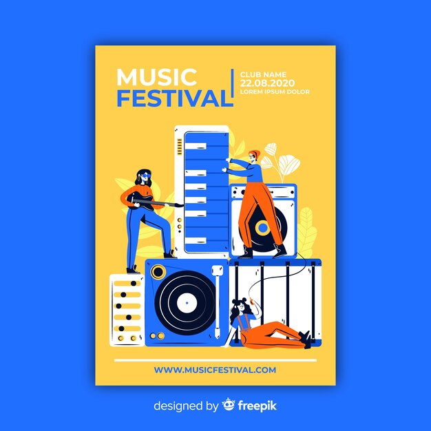 Hand gezeichnetes Musikfestivalplakat