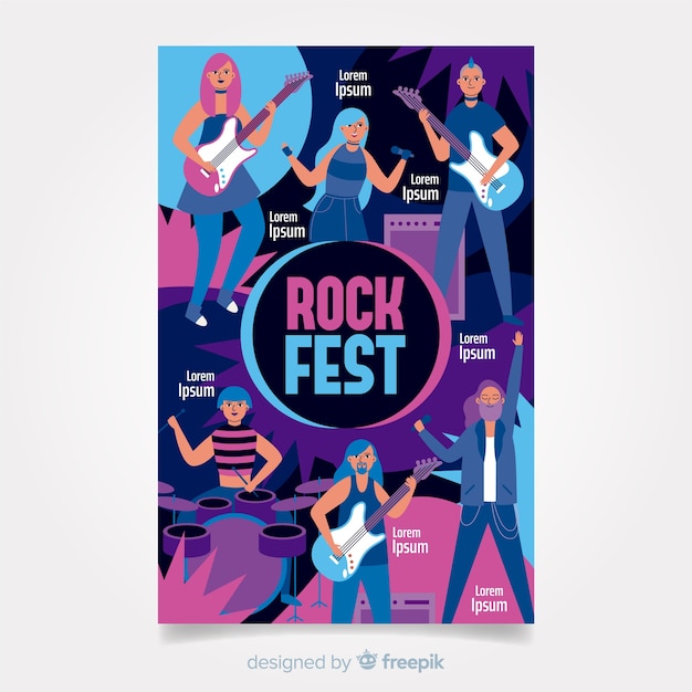 Hand gezeichnetes musikfestivalplakat