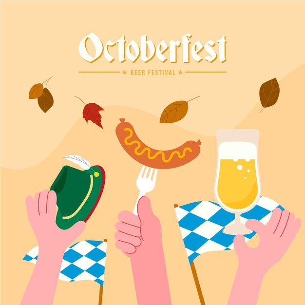 Hand gezeichnetes Oktoberfest-Konzept