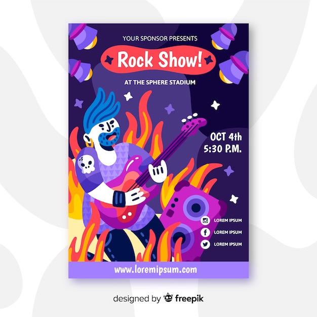 Hand gezeichnetes plakat für rockshow