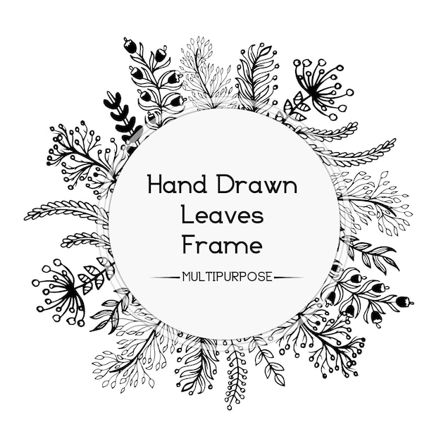 Hand gezeichnetes Schwarzweiss-Blumenrund-Rahmen-Entwurf