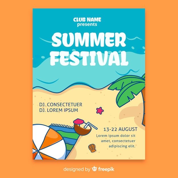 Hand gezeichnetes sommerfestivalplakat