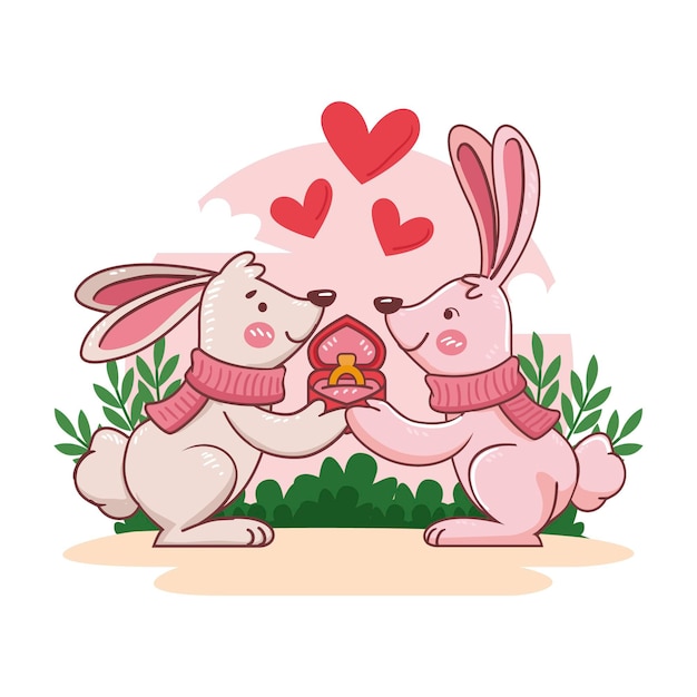 Hand gezeichnetes valentinstag-tierpaar
