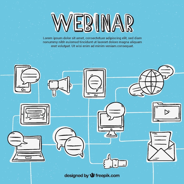 Kostenloser Vektor hand gezeichnetes webinar-konzept