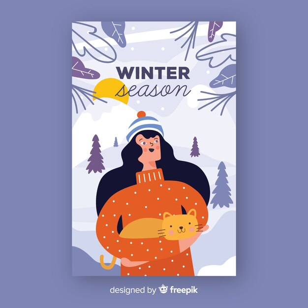 Hand gezeichnetes wintersaisonplakat