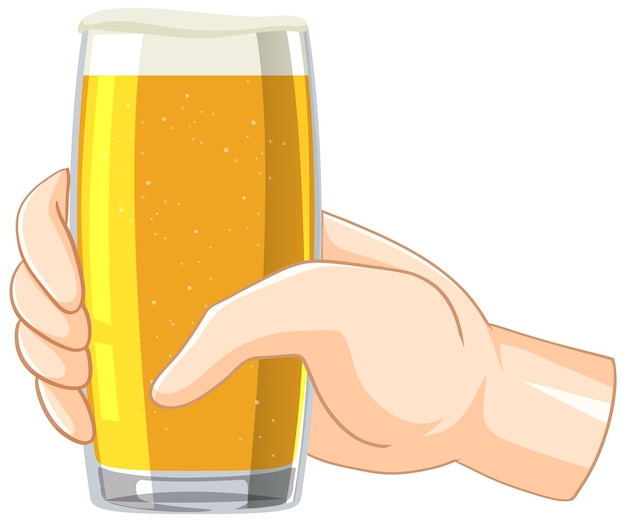 Hand hält bierglas