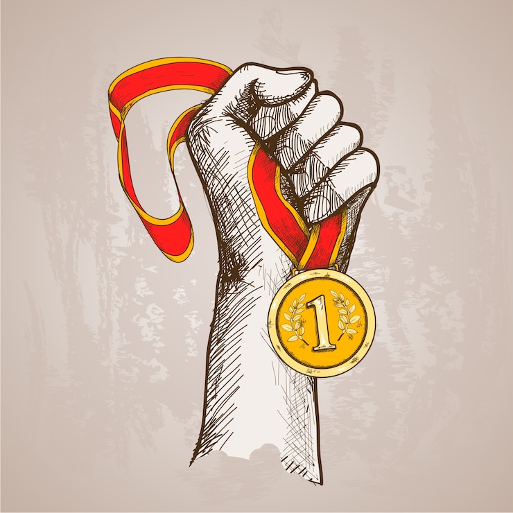 Kostenlose Vektor hand hält medaille