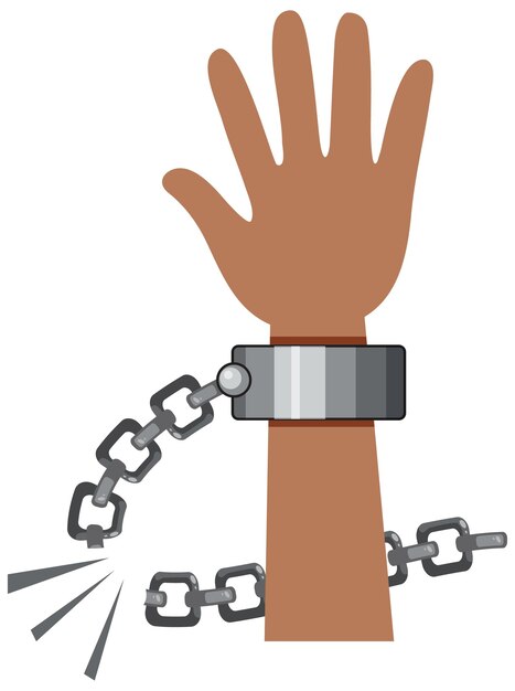 Hand mit gebrochenen Ketten