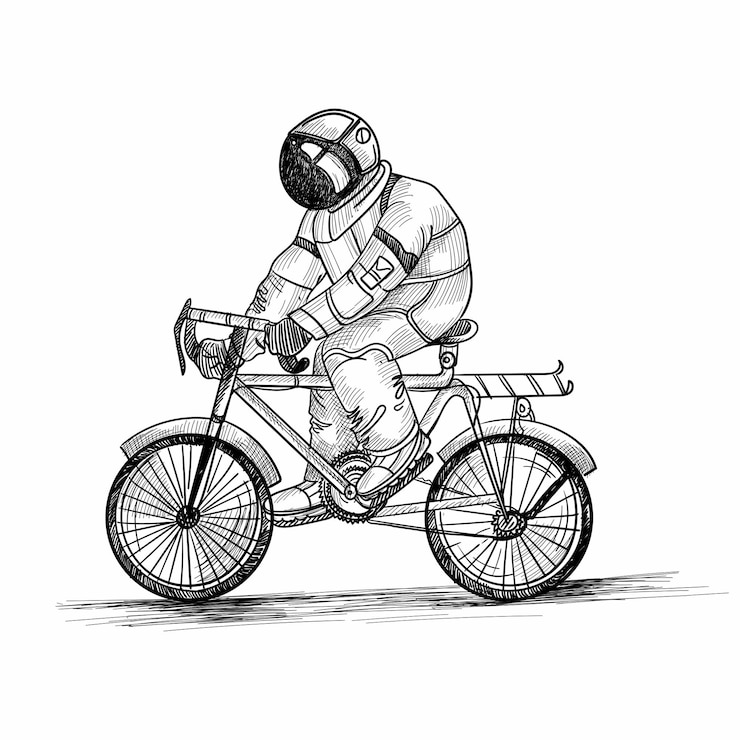 Kostenlose Vektor hand zeichnen astronauten-kosmonauten in einem raumskizzenentwurf