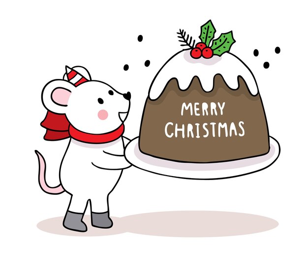 Zeichnen Sie Sammlung Susse Maus Fur Weihnachten Und Neujahr Premium Vektor