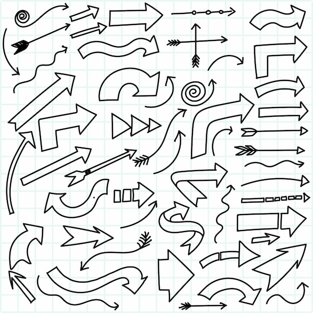 Kostenloser Vektor hand zeichnen doodle-pfeil-skizze-set-design