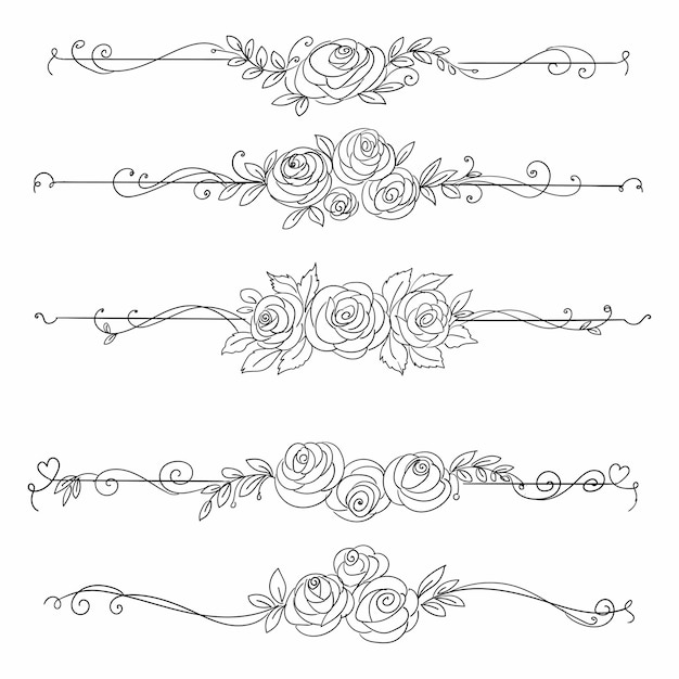 Hand zeichnen elegante florale muster linienskizze design