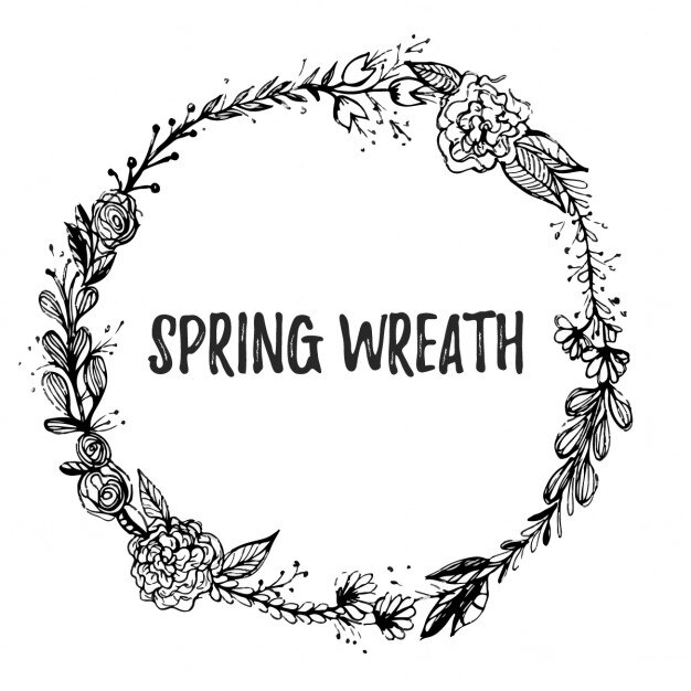Hand zeichnen Frühling Kranz