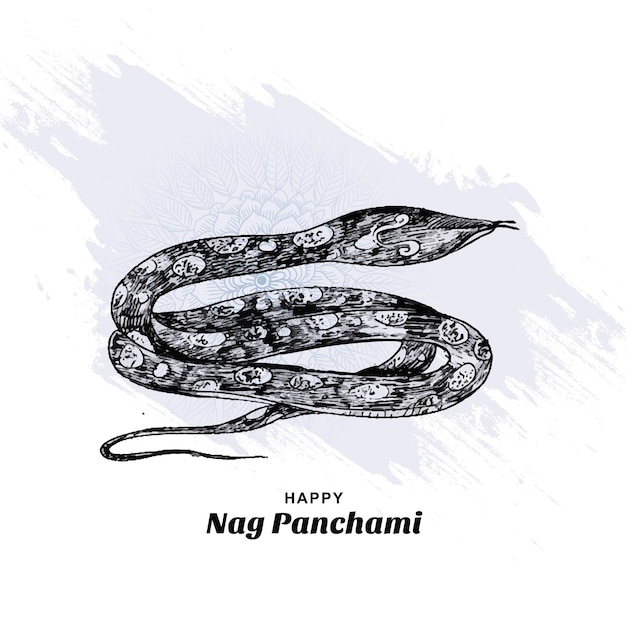 Hand zeichnen Nag Panchami Skizze Kartendesign