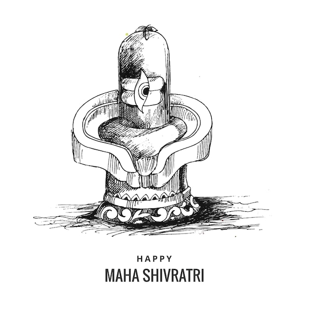 Kostenloser Vektor hand zeichnen shiv ling skizze maha shivratri festival kartenhintergrund