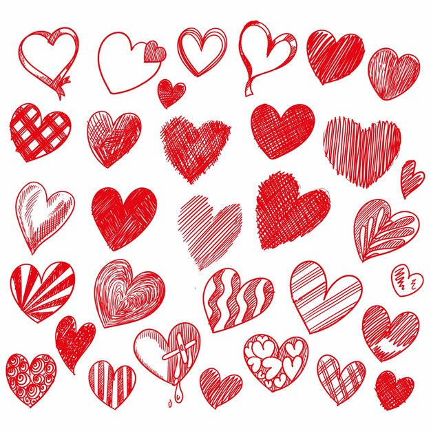 Hand zeichnen Valentinstag Herzen Sammlung Skizze Design