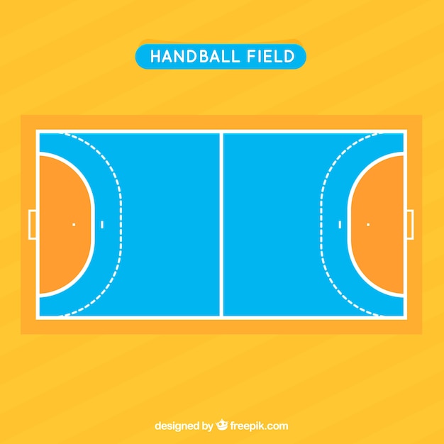 Kostenloser Vektor handballfeld mit draufsicht in der flachen art