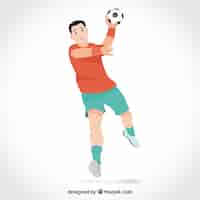 Kostenloser Vektor handballspieler mit flachem design
