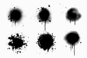 Kostenloser Vektor handbemalte sprühlinien und tropfensammlung
