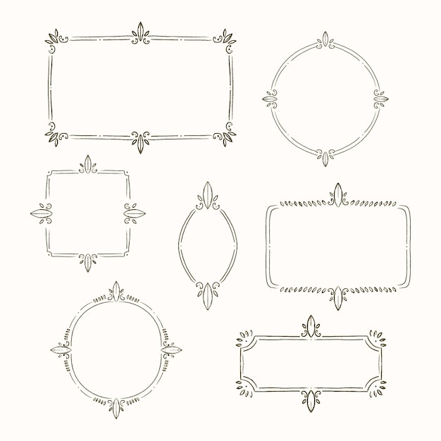 Kostenloser Vektor handgemalte aquarell-doodle-rahmen-sammlung