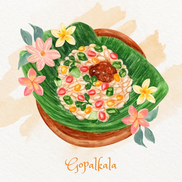 Handgemalte Aquarell gopalkala Illustration