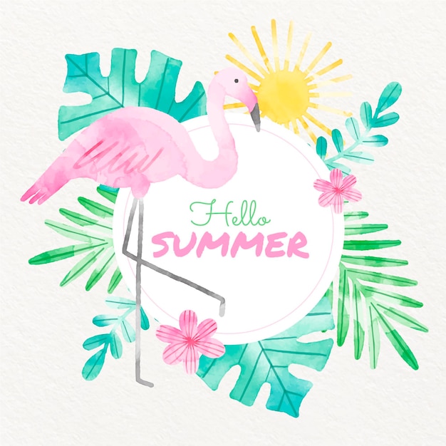 Handgemalte aquarell hallo sommerillustration