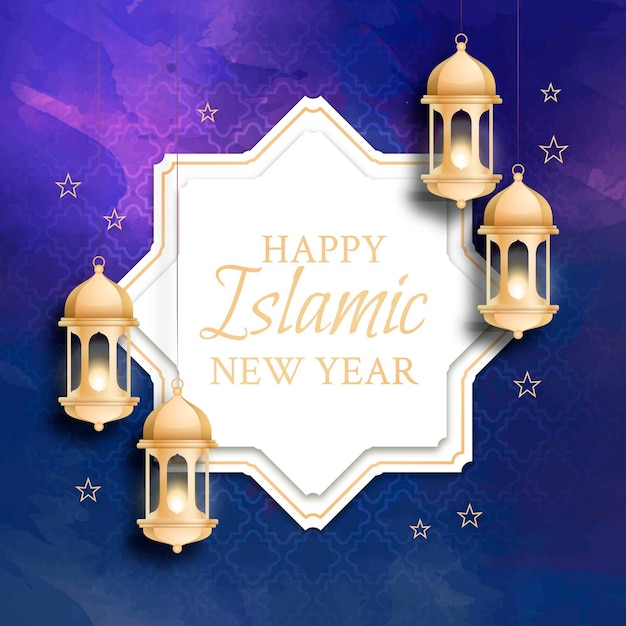 Handgemalte Aquarell islamische Neujahrsillustration