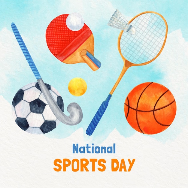 Handgemalte aquarell nationalsporttag illustration