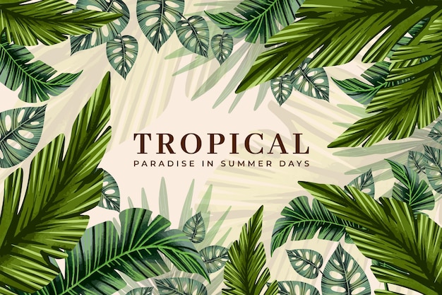 Handgemalte tropische Blätter des Aquarells Hintergrund