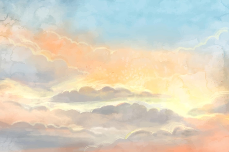 Kostenlose Vektor handgemalter aquarell-pastell-himmelhintergrund
