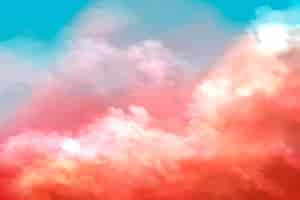 Kostenloser Vektor handgemalter aquarellhimmelwolkenhintergrund mit einem pastell gefärbt