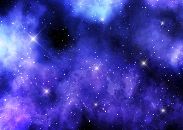 Handgemalter Aquarellnachthimmel mit Sternen
