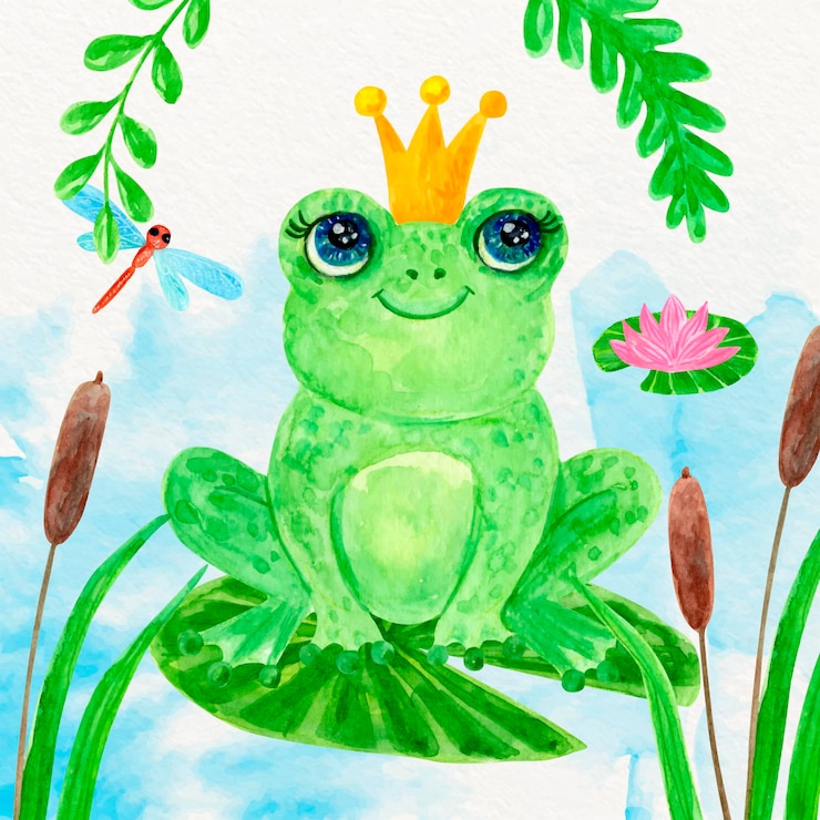 Kostenlose Vektor handgemalter frosch illustriert