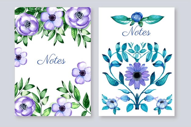 Handgemaltes aquarell blumen-cover-set