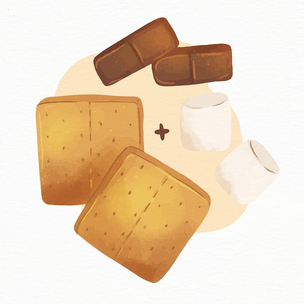 Kostenloser Vektor handgemaltes aquarell s'more illustration